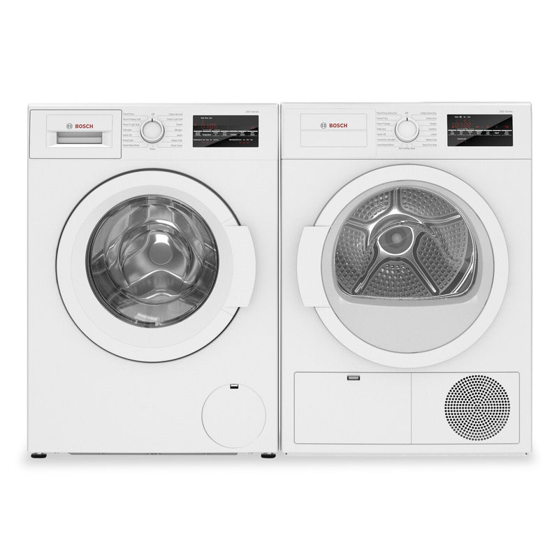 Bosch 300 Series 2.2 Cu. Ft. Front-Load Washer and 4 Cu. Ft. Condensation Dryer  | Laveuse à chargement frontal 2,2 pi³ et sécheuse par condensation de 4 pi³ de série 300 de Bosch  | BHFL300W