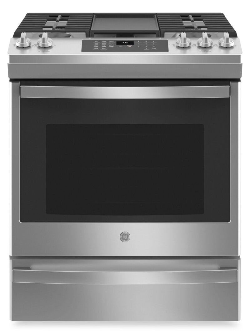 GE 5.6 Cu. Ft. Convection Gas Range with No-Preheat Air Fry - JCGS760SPSS | Cuisinière à gaz GE de 5,6 pi3 à convection avec friture à air sans préchauffage - JCGS760SPSS | JCGS76SS
