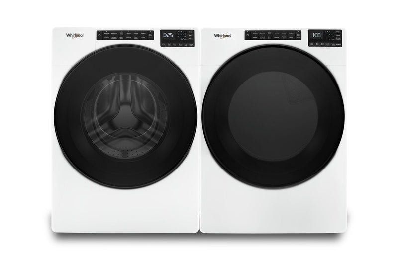Whirlpool 5.8 Cu. Ft. Front-Load Washer and 7.4 Cu. Ft. Electric Dryer - White | Laveuse à chargement frontal de 5,8 pi³ et sécheuse électrique de 7,4 pi³ de Whirlpool - blanches | WHFL665L