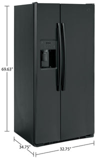 GE 23 Cu. Ft. Side-by-Side Refrigerator - GSS23GGPBB | Réfrigérateur GE de 23 pi3 à compartiments juxtaposés - GSS23GGPBB | GSS23GGB