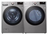 LG 5.2 Cu. Ft. Front-Load Washer and 7.4 Cu. Ft. Electric Dryer - Graphite Steel | Laveuse à chargement frontal de 5,2 pi³ et sécheuse électrique de 7,4 pi³ de LG - acier graphite | LGFL3850
