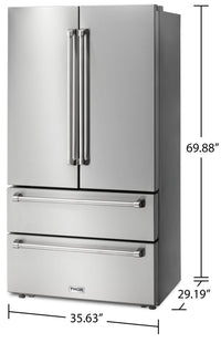 Thor Kitchen 22.5 Cu. Ft. Counter-Depth French-Door Refrigerator - TRF3602 | Réfrigérateur Thor Kitchen de 22,5 pi³ à portes françaises de profondeur comptoir - TRF3602 | TRF3602S