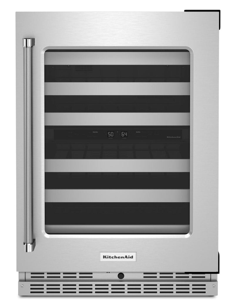KitchenAid 5 Cu. Ft. 46-Bottle Wine Cellar with Right-Swing Door - KUWR314KSS | Cellier à vin KitchenAid de 5 pi3 pour 46 bouteilles avec charnières de porte à droite - KUWR314KSS | KUWR314S