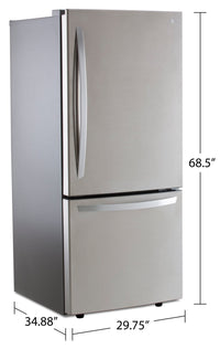 LG 22 Cu. Ft. Bottom-Freezer Refrigerator - LRDNS2200S | Réfrigérateur LG de 22 pi³ à congélateur inférieur - LRDNS2200S | LRDNS22S