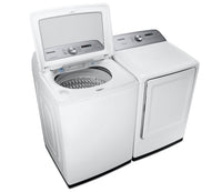 Samsung 5.8 Cu. Ft. Top-Load Washer and 7.4 Cu. Ft. Electric Dryer - White | Laveuse à chargement par le haut de 5,8 pi³ et sécheuse électrique de 7,4 pi³ de Samsung – blanches | SATL5200