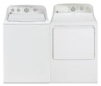 GE 5 Cu. Ft. Top-Load Washer and 7.2 Cu. Ft. Gas Dryer with SaniFresh  | Laveuse à chargement par le haut 5 pi³ et sécheuse à gaz de 7,2 pi³ de GE avec cycle SaniFresh  | GETL550G