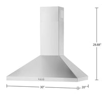 Whirlpool 30" Chimney Wall Mount Range Hood - WVW73UC0LS | Hotte de cuisinière murale de style cheminée Whirlpool de 30 po - WVW73UC0LS | WVW730LS