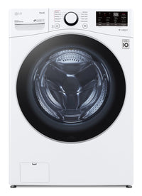 LG 5.2 Cu. Ft. Front-Load Washer, 7.4 Cu. Ft. Gas Dryer with AI - White | Laveuse à chargement frontal de 5,2 pi³ et sécheuse à gaz de 7,4 pi³ avec IA de LG - blanches | LGFL360G