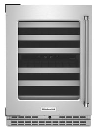 KitchenAid 5 Cu. Ft. 46-Bottle Wine Cellar with Left-Swing Door - KUWL314KSS | Cellier à vin KitchenAid de 5 pi3 pour 46 bouteilles avec charnières de porte à gauche - KUWL314KSS | KUWL314S