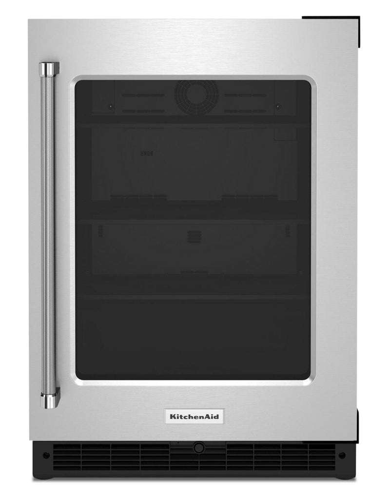 KitchenAid 5.2 Cu. Ft. Under-Counter Refrigerator with Glass Door - KURR214KSB | Réfrigérateur sous le comptoir KitchenAid de 5,2 pi3 avec porte en verre - KURR214KSB | KURR214S