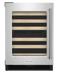 KitchenAid 5 Cu. Ft. 46-Bottle Wine Cellar with Left-Swing Door - KUWL214KSB | Cellier à vin KitchenAid de 5 pi3 pour 46 bouteilles avec charnières de porte à gauche - KUWL214KSB | KUWL214S