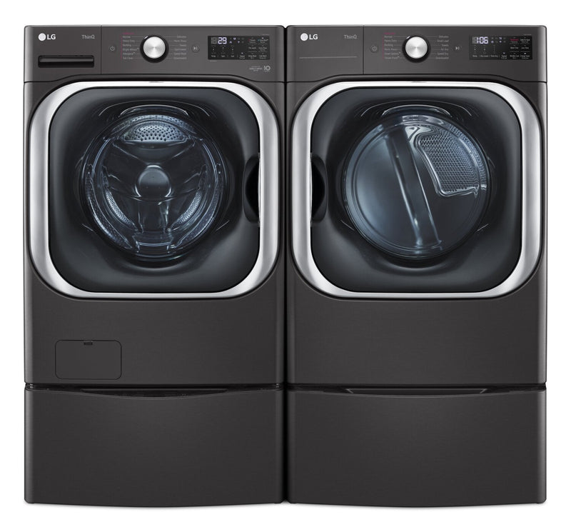 LG 6 Cu. Ft. Front-Load Washer and 9 Cu. Ft. Electric Dryer - Black Steel | Laveuse à chargement frontal de 6 pi³ et sécheuse électrique de 9 pi³ de LG - acier noir | LG8900LD