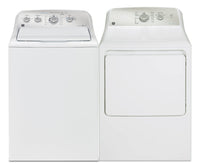 GE 5 Cu. Ft. Top-Load Washer and 7.2 Cu. Ft. Electric Dryer with SaniFresh  | Laveuse à chargement par le haut 5 pi³ et sécheuse électrique de 7,2 pi³ de GE avec cycle SaniFresh  | GETL550W