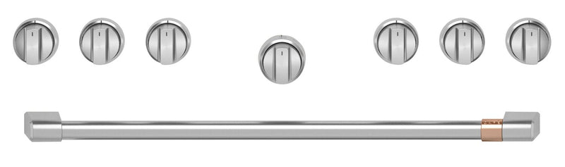 Café Handle and Knob Set for 36" Range in Brushed Stainless - CXPR6HKPTSS | Ensemble de poignées et de boutons Café acier brossé pour cuisinière de 36 po - CXPR6HKPTSS | CXPR6HSS