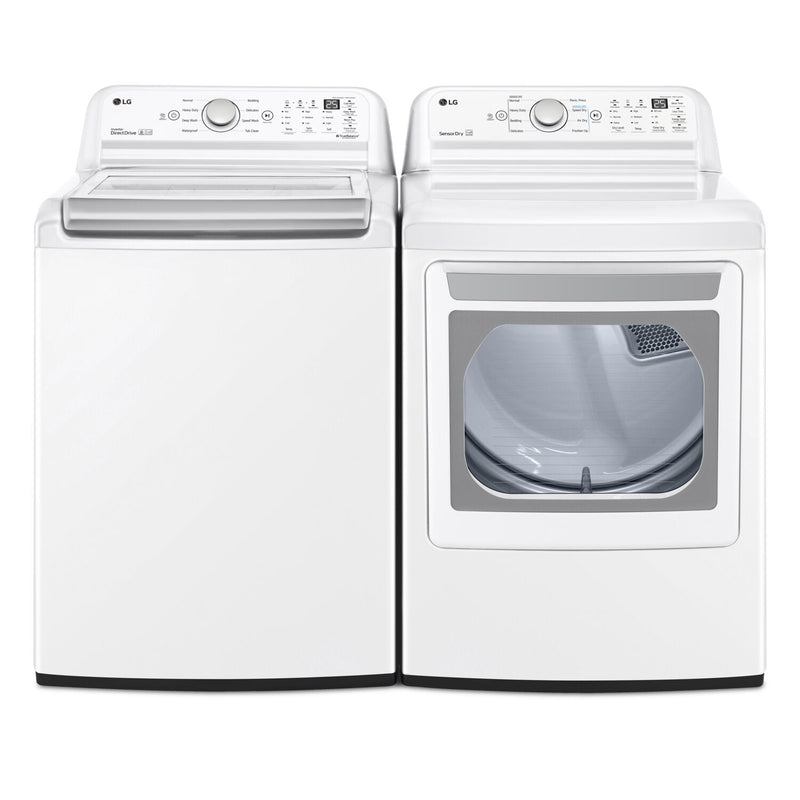 LG 5.8 Cu. Ft. Top-Load Washer and 7.3 Cu. Ft. Electric Dryer - White  |  Laveuse à chargement par le haut de 5,8 pi3 et sécheuse électrique de 7,3 pi3 de LG - blanches | LGTL7150
