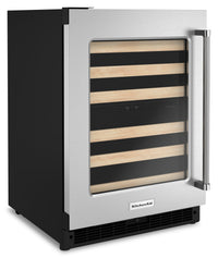 KitchenAid 5 Cu. Ft. 46-Bottle Wine Cellar with Left-Swing Door - KUWL214KSB | Cellier à vin KitchenAid de 5 pi3 pour 46 bouteilles avec charnières de porte à gauche - KUWL214KSB | KUWL214S