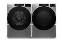 Whirlpool 5.8 Cu. Ft. Front-Load Washer and 7.4 Cu. Ft. Electric Dryer - Chrome Shadow | Laveuse à chargement frontal de 5,8 pi³ et sécheuse électrique de 7,4 pi³ de Whirlpool - grises | WHFL665C
