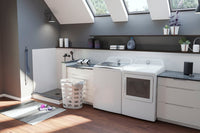 GE Profile 5.8 Cu. Ft. Top-Load Washer and 7.4 Cu. Ft. Electric Dryer - White  | Laveuse à chargement par le haut de 5,8 pi3 et sécheuse électrique de 7,4 pi3 de GE - blanches  | GETL600W