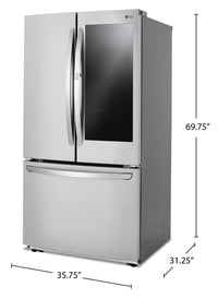 LG 23 Cu. Ft. InstaView™ Counter-Depth Refrigerator with Ice Maker - LFCC23596S | Réfrigérateur LG de 23 pi³ de profondeur comptoir avec hublot InstaViewMD et machine à glaçons - LFCC23596S | LFCC235S