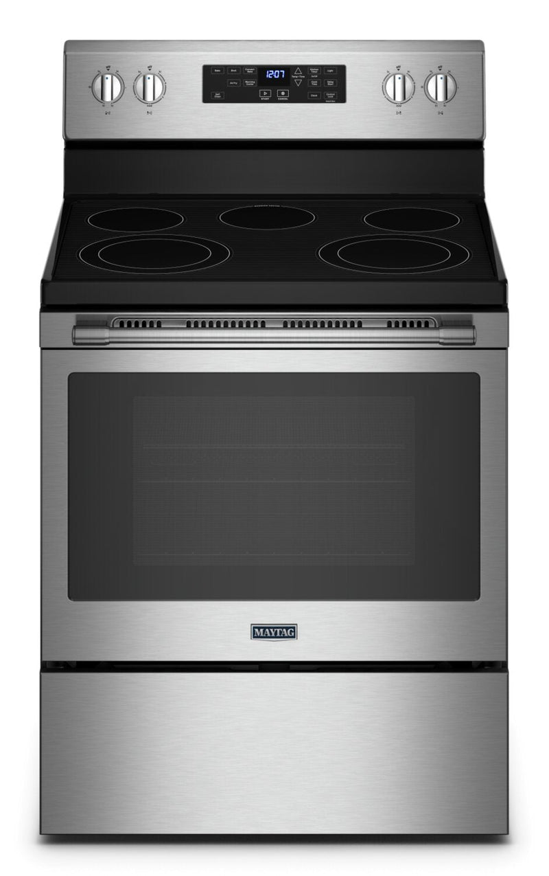 Maytag 5.3 Cu. Ft. Electric Range with Air Fry and AquaLift® - Fingerprint Resistant Stainless Steel… | Cuisinière électrique Maytag de 5,3 pi³ avec friture à air et technologie AquaLiftMD - acier inoxyda…