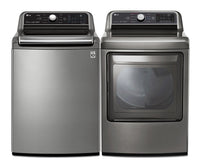 LG 5.6 Cu. Ft. Top-Load Washer and 7.3 Cu. Ft. Electric Dryer - Grey | Laveuse à chargement par le haut de 5,6 pi3 et sécheuse électrique de 7,3 pi3 de LG - blanches | LGTA7305