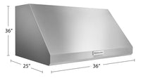 KitchenAid 36" Commercial-Style Wall-Mount Canopy Range Hood - KVWC906KSS | Hotte de cuisinière murale à pavillon KitchenAid de 36 po de style commercial - KVWC906KSS | KVWC96S4