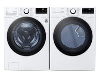 LG 5.2 Cu. Ft. Front-Load Washer 7.4 Cu. Ft. Electric Dryer with AI - White | Laveuse à chargement frontal de 5,2 pi³ et sécheuse électrique de 7,4 pi³ avec IA de LG - Blanches | LGFL3600