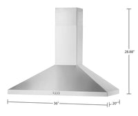 Whirlpool 36" Chimney Wall Mount Range Hood - WVW73UC6LS | Hotte de cuisinière murale de style cheminée Whirlpool de 36 po - WVW73UC6LS | WVW736LS