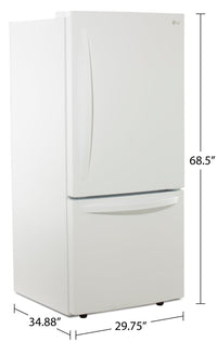 LG 22 Cu. Ft. Bottom-Freezer Refrigerator - LRDNS2200W | Réfrigérateur LG de 22 pi³ à congélateur inférieur - LRDNS2200W | LRDNS22W