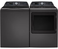 GE Profile 6.2 Cu. Ft. Top-Load Washer and 7.4 Cu. Ft. Electric Dryer - Diamond Grey  | Laveuse à chargement par le haut de 6,2 pi3 et sécheuse électrique de 7,4 pi3 de GE Profile - gris diamant  | GETL70DG