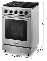 Thor Kitchen 24" 3.7 Cu. Ft. Freestanding Gas Range - LRG2401  | Cuisinière amovible à gaz 24 po Thor Kitchen de 3,7 pi³ - LRG2401  | LRG2401S