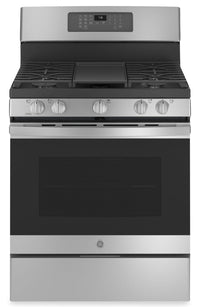 GE 5.0 Cu. Ft. Freestanding Gas Range with No-Preheat Air Fry - JCGB735SPSS | Cuisinière à gaz amovible GE 5,0 pi3 à convection avec friture à air sans préchauffage - JCGB735SPSS | JCGB735S