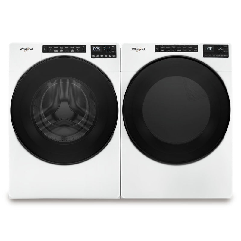 Whirlpool 5.2 Cu. Ft. Front-Load Washer and 7.4 Cu. Ft. Electric Dryer - White | Laveuse à chargement frontal de 5,2 pi³ et sécheuse électrique de 7,4 pi³ de Whirlpool - blanches | WHFL565L