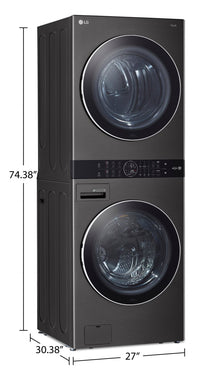 LG WashTower™ with 5.2 Cu. Ft. Washer and 7.4 Cu. Ft. Gas Dryer - WKGX201HBA | Tour de lavage WashTowerMC de LG avec laveuse de 5,2 pi³ et sécheuse à gaz de 7,4 pi³ - WKGX201HBA | WKGX201H