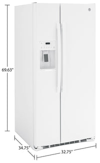 GE 23 Cu. Ft. Side-by-Side Refrigerator - GSS23GGPWW | Réfrigérateur GE de 23 pi3 à compartiments juxtaposés - GSS23GGPWW | GSS23GGW