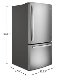 GE 24.8 Cu. Ft. Bottom-Freezer Refrigerator - GDE25EYKFS | Réfrigérateur GE de 24,8 pi³ à congélateur inférieur - GDE25EYKFS | GDE25EYS