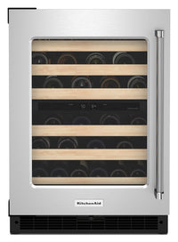 KitchenAid 5 Cu. Ft. 46-Bottle Wine Cellar with Left-Swing Door - KUWL214KSB | Cellier à vin KitchenAid de 5 pi3 pour 46 bouteilles avec charnières de porte à gauche - KUWL214KSB | KUWL214S