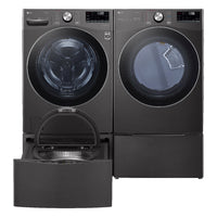 LG 5.2 Cu. Ft. AI Front-Load Washer and 7.4 Cu. Ft. Gas Dryer - Black | Laveuse IA à chargement frontal de 5,2 pi³ et sécheuse à gaz de 7,4 pi³ de LG - noires | LGFL410G
