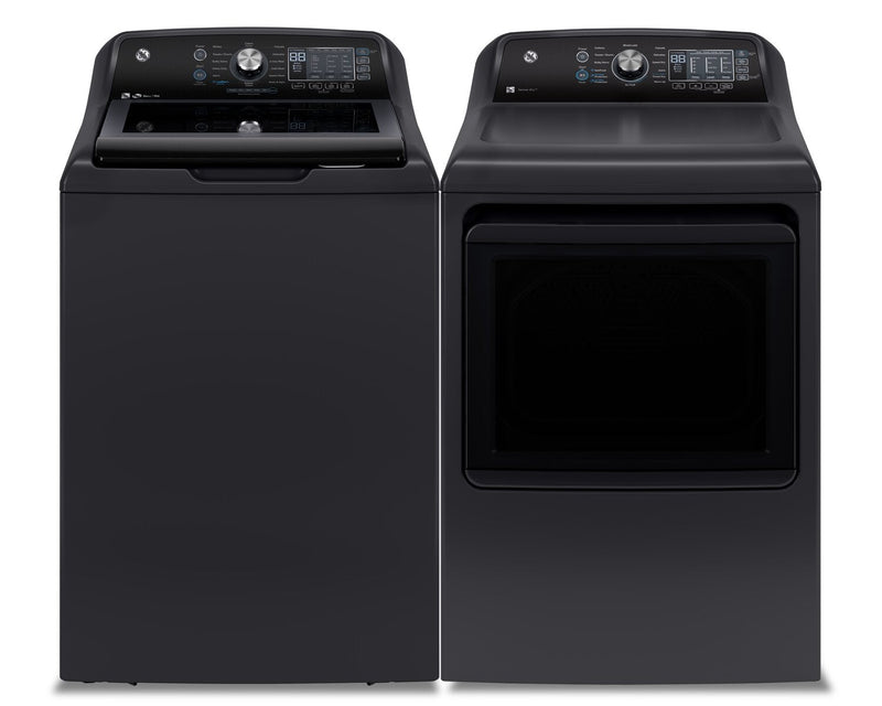 GE 5.3 Cu. Ft. Top-Load Washer and 7.4 Cu. Ft. Electric Dryer with SaniFresh | Laveuse à chargement par le haut 5,3 pi³ et sécheuse électrique de 7,4 pi³ de GE avec cycle SaniFresh | GETL69DG