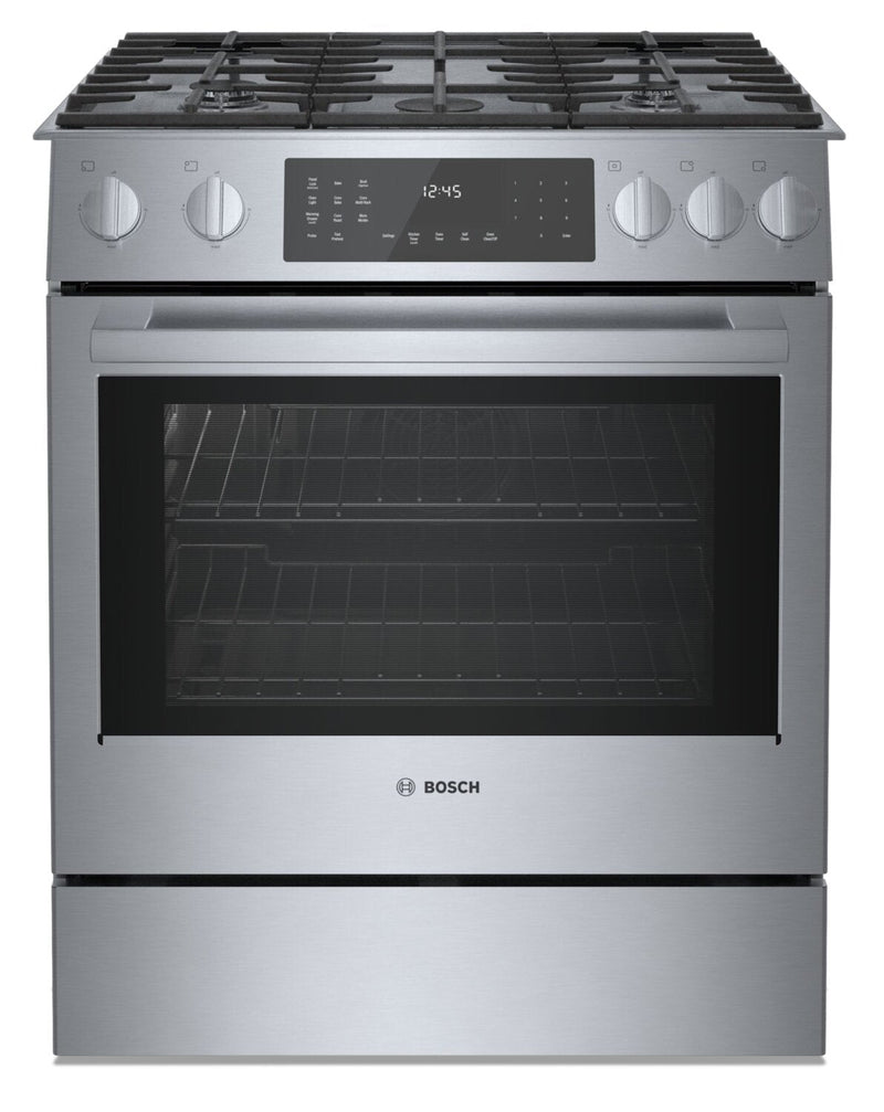 Bosch 800 Series 4.6 Cu. Ft. Dual Fuel Range with Warming Drawer - HDI8056C | Cuisinière hybride Bosch de série 800 de 4,6 pi3 avec tiroir-réchaud - HDI8056C | HDI8056C