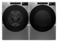 Whirlpool 5.8 Cu. Ft. Front-Load Washer and 7.4 Cu. Ft. Gas Dryer - Chrome Shadow | Laveuse à chargement frontal de 5,8 pi³ et sécheuse à gaz de 7,4 pi³ de Whirlpool - grises | WHFL66CG