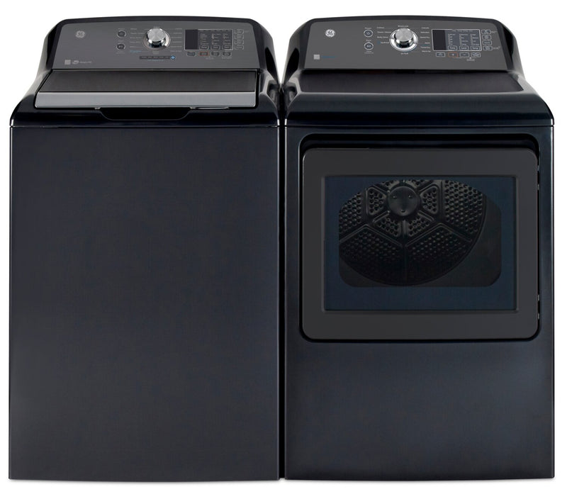 GE 5.3 Cu. Ft. Top-Load Washer and 7.4 Cu. Ft. Electric Dryer with SaniFresh | Laveuse à chargement par le haut 5,3 pi³ et sécheuse électrique 7,4 pi³ de GE avec cycle SaniFresh | GETL680G