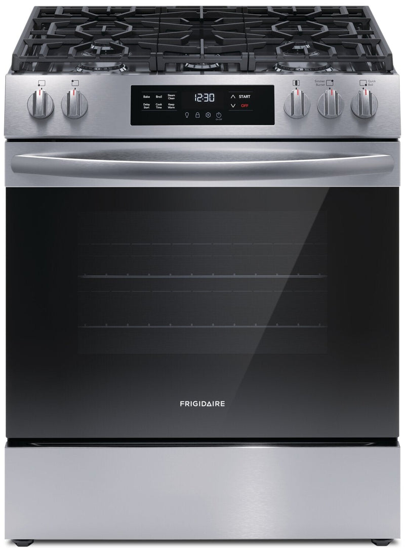 Frigidaire 5.1 Cu. Ft. Front-Control Gas Range with Quick Boil - FCFG3062AS | Cuisinière à gaz Frigidaire de 5,1 pi3 avec commandes à l’avant et ébullition rapide - FCFG3062AS | FCFG306S