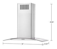 Whirlpool 36" Curved Glass Island-Mount Range Hood - WVI51UC6LS | Hotte de cuisinière pour îlot Whirlpool de 36 po en verre courbé - WVI51UC6LS | WVI516LS