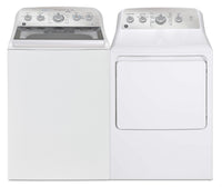 GE 5 Cu. Ft. Top-Load Washer and 7.2 Cu. Ft. Gas Dryer with SaniFresh Cycle | Laveuse à chargement par le haut 5 pi³ et sécheuse à gaz 7,2 pi³ de GE avec cycle SaniFresh | GETL580G