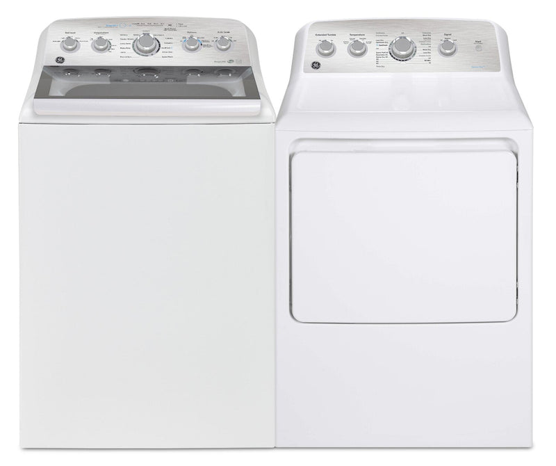 GE 5 Cu. Ft. Top-Load Washer and 7.2 Cu. Ft. Gas Dryer with SaniFresh Cycle | Laveuse à chargement par le haut 5 pi³ et sécheuse à gaz 7,2 pi³ de GE avec cycle SaniFresh | GETL580G