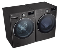 LG 5.2 Cu. Ft. AI Front-Load Washer and 7.4 Cu. Ft. Gas Dryer - Black | Laveuse IA à chargement frontal de 5,2 pi³ et sécheuse à gaz de 7,4 pi³ de LG - noires | LGFL410G