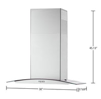 Whirlpool 30" Glass Wall Mount Range Hood - WVW51UC0LS | Hotte de cuisinière murale Whirlpool de 30 po en verre - WVW51UC0LS | WVW51UCS