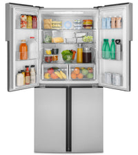 Haier 16.4 Cu. Ft. Quad-Door Refrigerator - QHE16HYPFS | Réfrigérateur à 4 portes Haier de 16,4 pi³ - QHE16HYPFS | QHE16HYS
