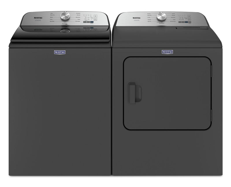 Maytag 5.4 Cu. Ft. Pet Pro Top-Load Washer and 7 Cu. Ft. Electric Dryer - Volcano Black | Laveuse Pet Pro à chargement par le haut 5,4 pi³ et sécheuse électrique 7 pi³ de Maytag – noir volcan | MATL650B